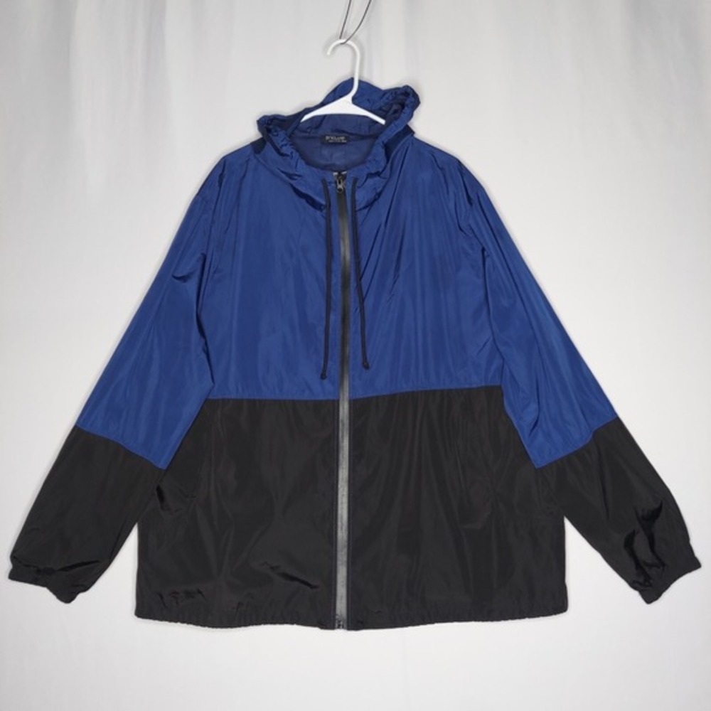 In'Voland Women Windbreaker Jacket‎ 26W Black Blue Colorblock